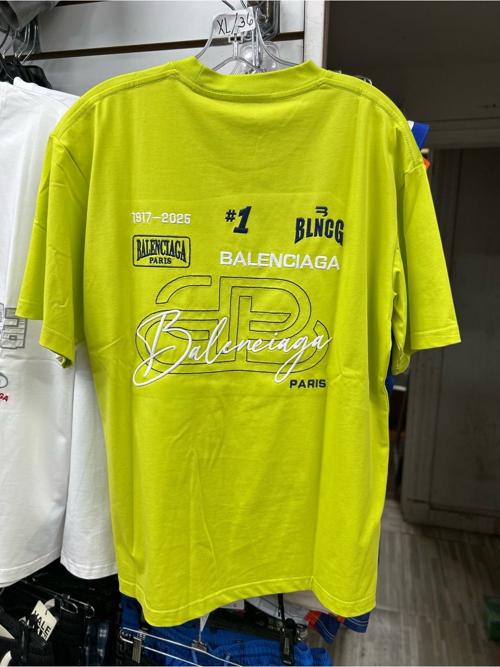 Balenciaga Neon Lime Logo Graphic Short Sleeve Tee
